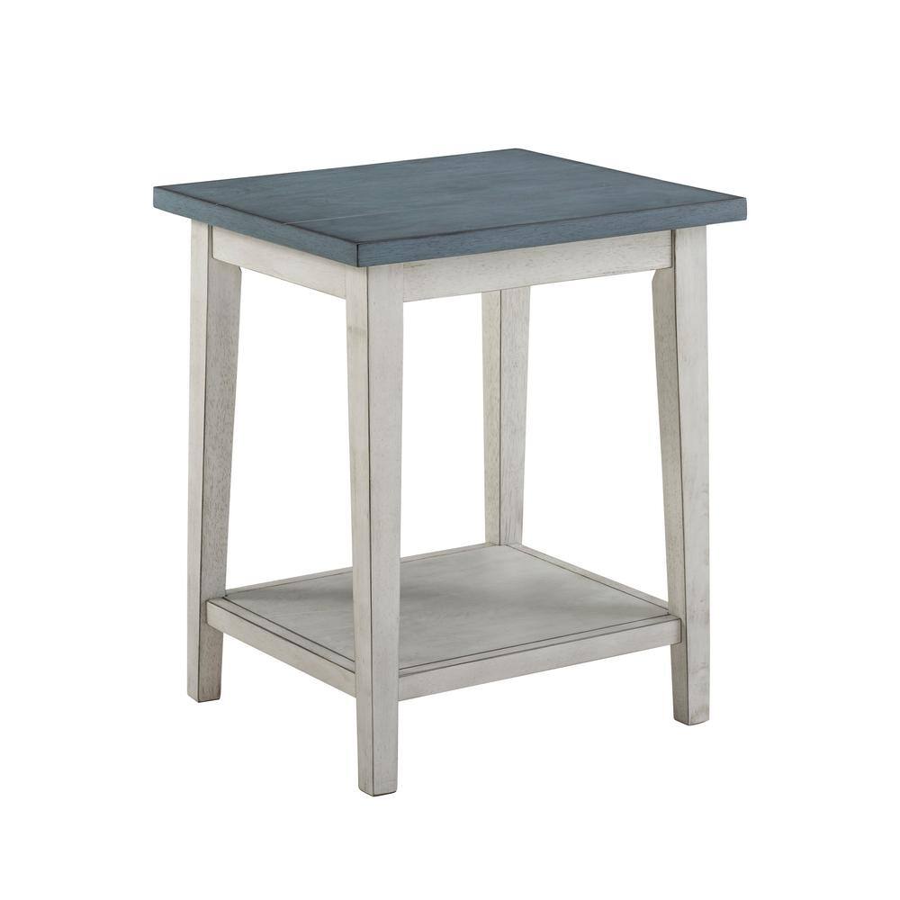 Furniture Of America Defara 24 In. White And Blue 1-Shelf Side Table ...