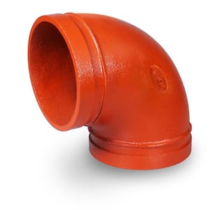 1-1/2 in. Grooved Ductile Iron 90° F-Elbow Short Radius, Joins Pipes in Wet and Dry Systems, Full Flow in Orange