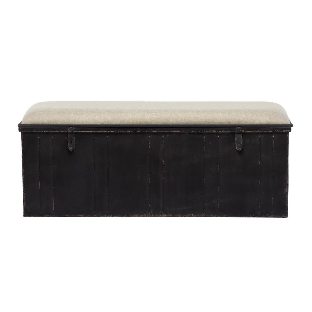 Litton Lane Black Metal Farmhouse Storage Bench 48 In. x 17 In. x 19 In