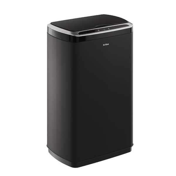 Garbage Pro Rectangular 13 Gal. Touchless Motion Sensor Trash Can in Matte Black with Soft Shut Lid