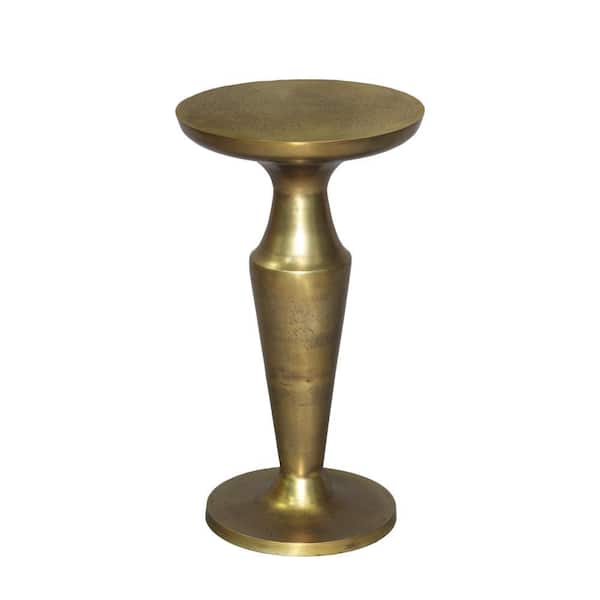 THE URBAN PORT 15 in. Antique Brass Round Aluminum Accent Side End