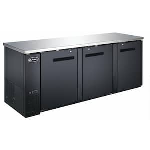 90.5 in. W 32 cu. ft. Commercial Solid Door Under Back Bar Cooler Refrigerator in Stainless Steel/Black Finish