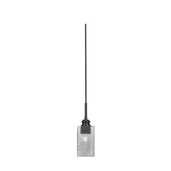 Unbranded Albany 60-Watt 1-Light Espresso Pendant Mini Pendant Light Square Smoke Bubble Glass and Light Bulb Not Included