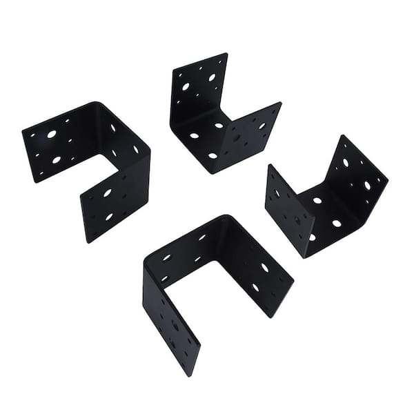 Steel Half Post Base Bracket 4 x 4 Joist Hanger Support Inner Size 3.5 Thickness 3 mm (4-Pack)