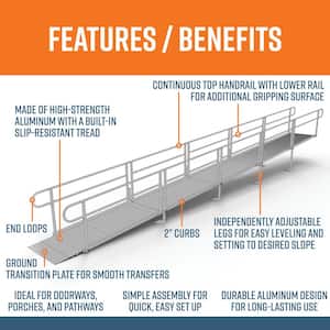 PATHWAY 30 ft. Straight Aluminum Wheelchair Ramp Kit with Solid Surface Tread and 2-Line Handrails