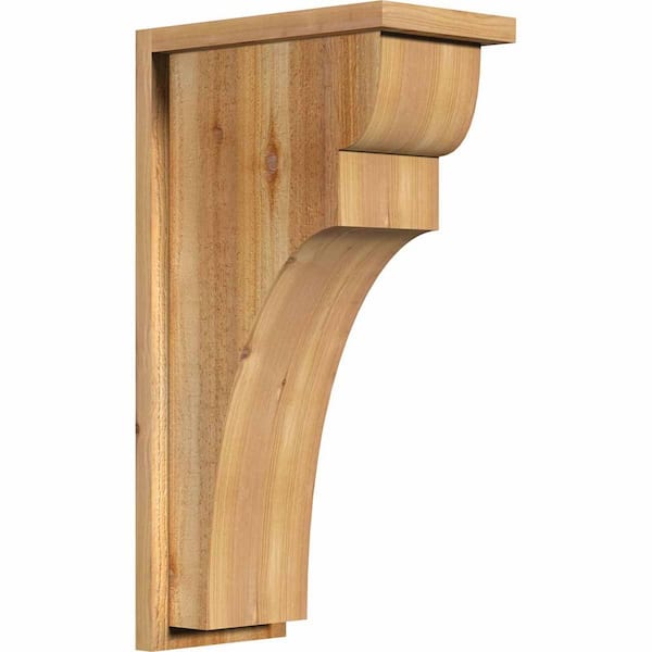 Ekena Millwork 8 in. x 14 in. x 26 in. Western Red Cedar Yorktown Rough Sawn Corbel with Backplate