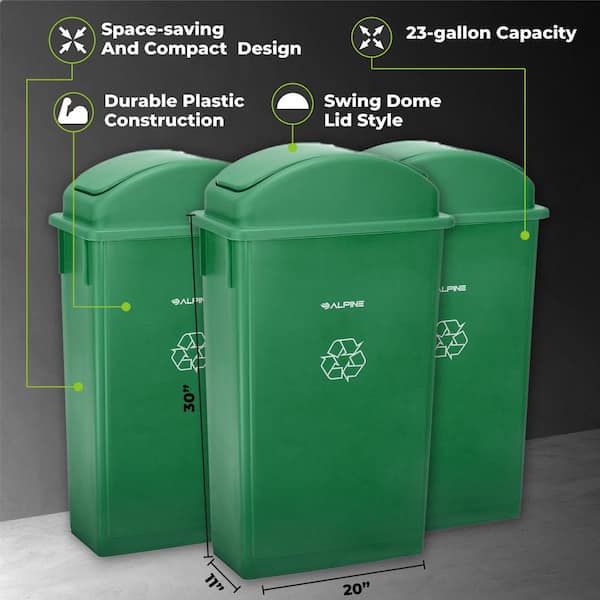 Uline Trash Can with Wheels - 95 Gallon, Green