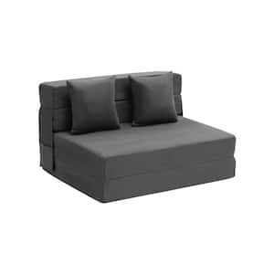 Folding Sofa Bed, 3-in-1 Foldable Couch Bed, Fabric, Dining Chairs With Cushion, Gray, Plastic