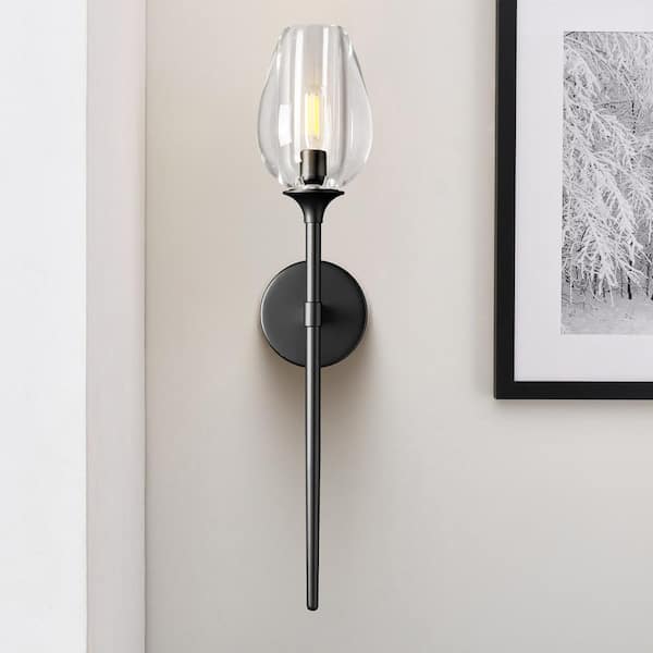22 in. 1-Light 1-Piece Black Wall Sconce, Modern Wall Light for Bathroom, Bedroom, Living Room, Hallway (Included bulbs)