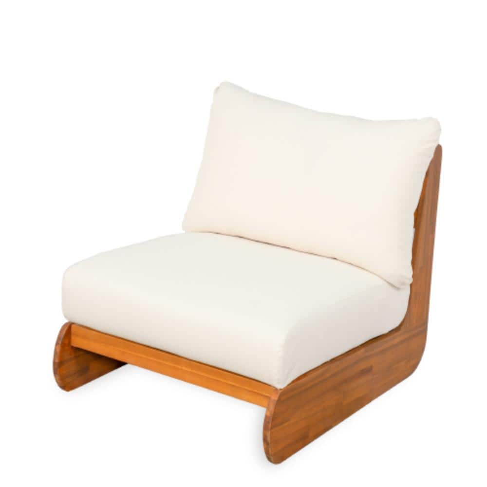 Acacia Wood Outdoor Lounge Chair with Beige Cushions, Water Resistant price history on PriceWatchPro