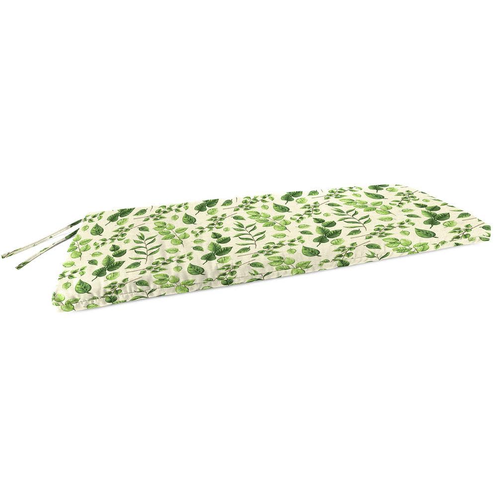 Natik Aloe Green Leaves Outdoor Bench Cushion with Ties