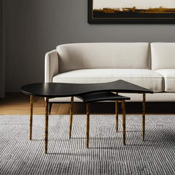41.00 in. Black, Bronze Specialty MDF Coffee Table