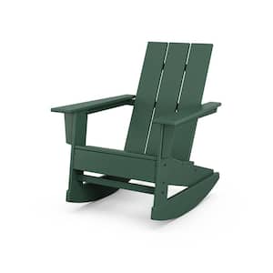 Grant Park Green Modern Plastic Adirondack Outdoor Rocking Chair