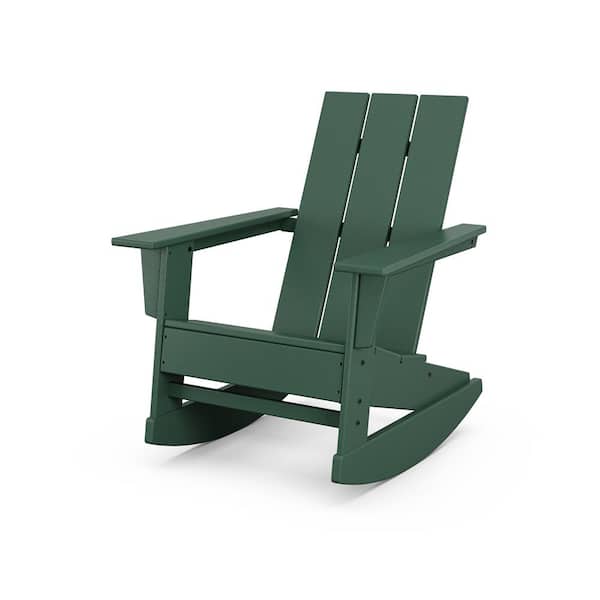 POLYWOOD Grant Park Green Modern Plastic Adirondack Outdoor Rocking Chair