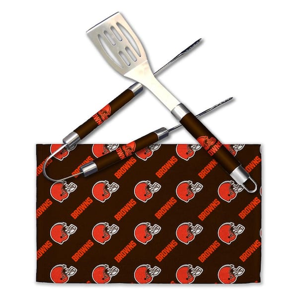 NFL Browns Stainless Steel BBQ Grilling Utensil Set Outdoor Kitchen Accessories