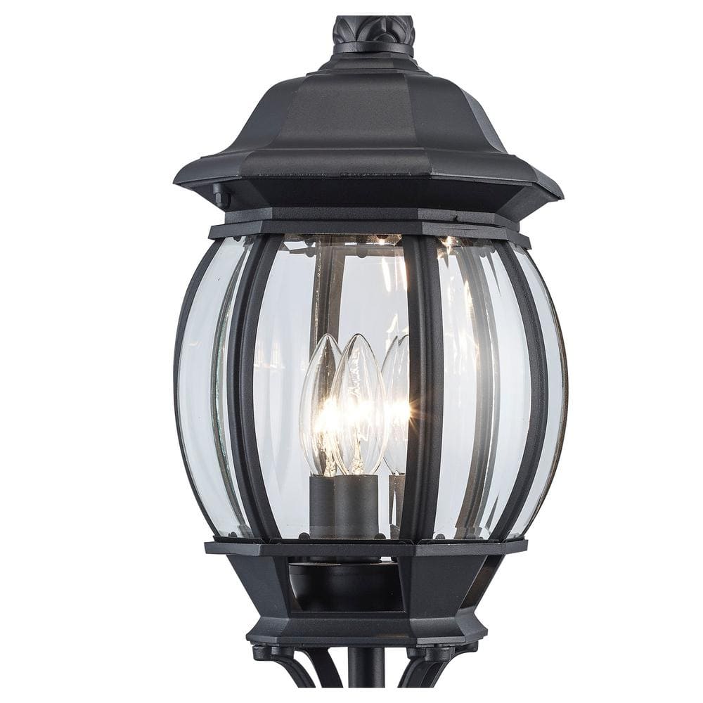 Parsons Traditional 22" Black Post Mount Lantern with Clear Beveled Glass