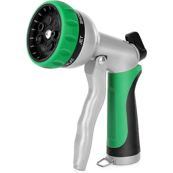 9 Spray Patterns Garden Hose Nozzle High Pressure Water Hose Nozzle Heavy Duty Metal For Watering Plants And Lawn Grey 00228fph040