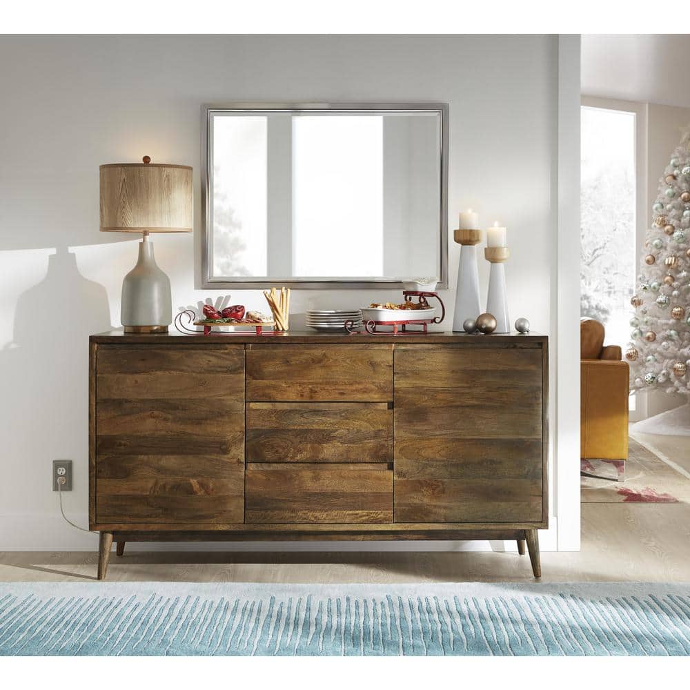 Elegant Brushed Nickel and Chrome 24"x30" Beveled Vanity Mirror