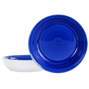 Crenshaw 30 fl. oz. Blue 2-Piece Stoneware Pasta Bowl Set