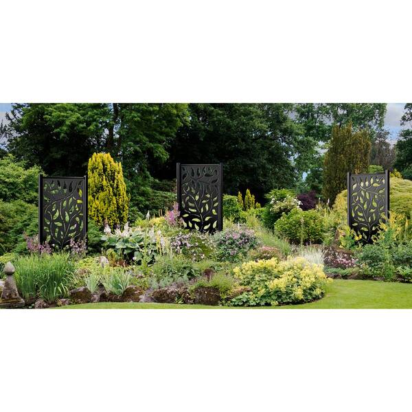 Vines 6 ft. x 3 ft. Charcoal Recycled Polymer Decorative Screen Panel, Wall  Decor and Privacy Panel