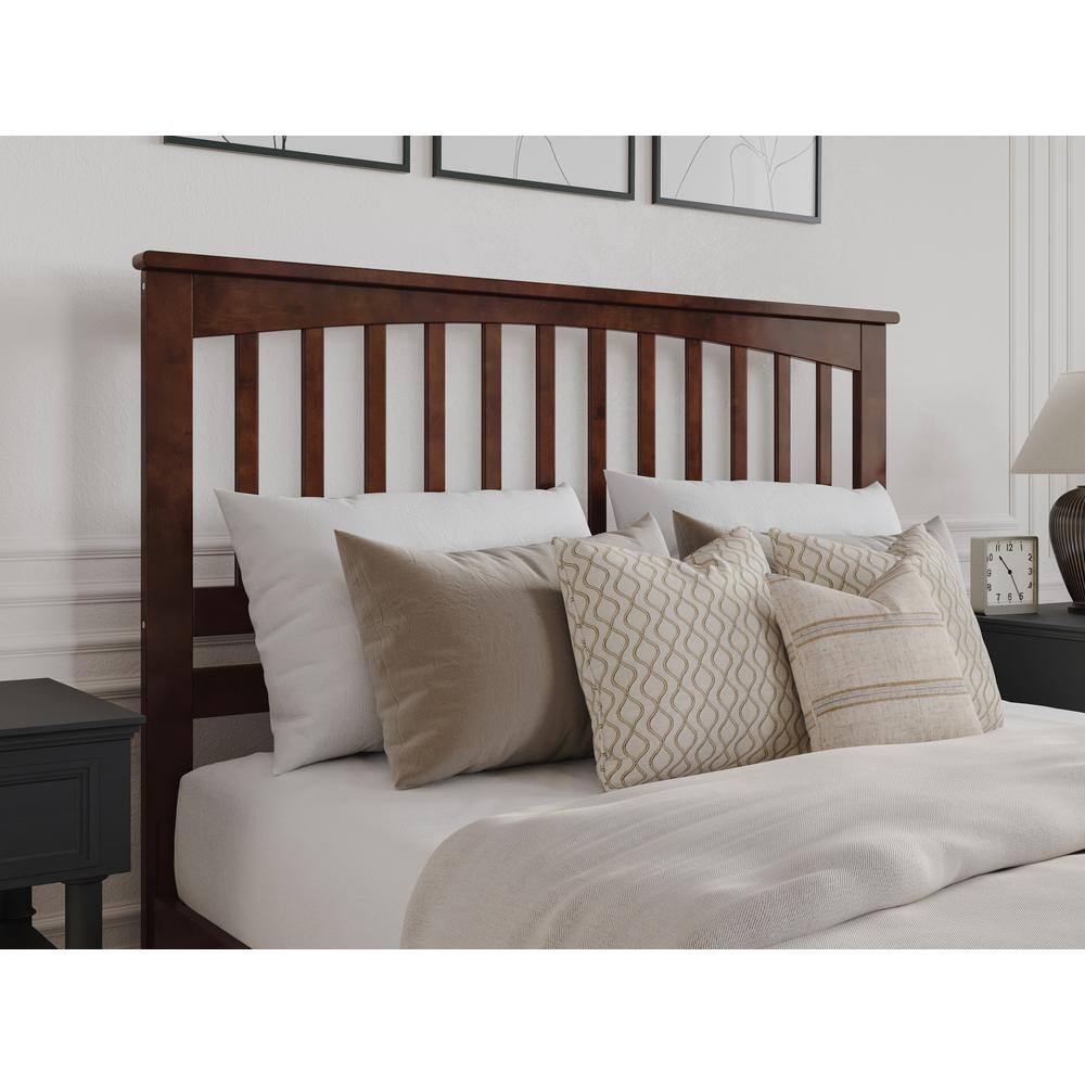 Becket Queen Walnut Wood Low Profile Platform Bed with Slats