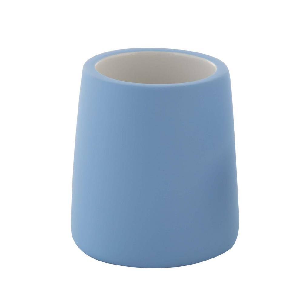 Elle Décor Blue Rubberized Finish Wide Bowl Toilet Brush