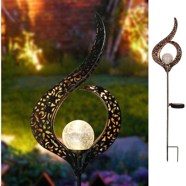 Outdoor Solar Lights Garden Crackle Glass Globe Stake Lights ...