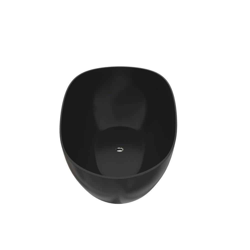 Matte Black 67'' Solid Surface Freestanding Soaking Bathtub