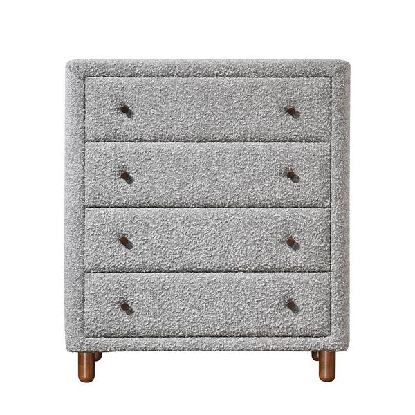 Acme Furniture Cleo Gray Boucle 4 33.07 in. Chest of Drawers