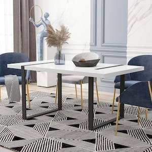 Melmine 66 in. Rectangle White and Black Wood Dining Table