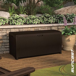 99 Gal. Java Brown Wicker Weather Resistant Plastic Resin Deck Box