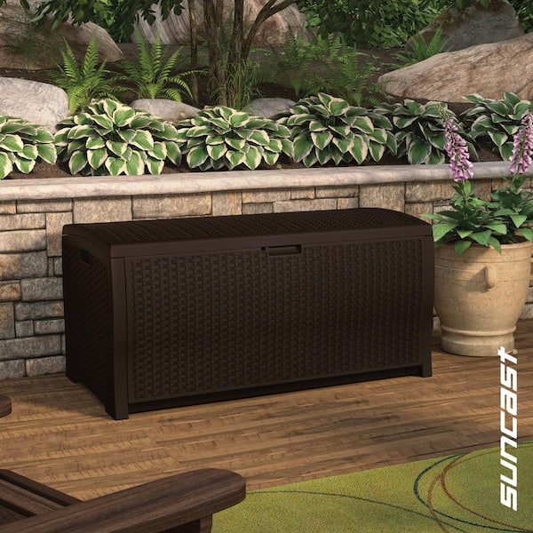 Suncast 99 Gal. Plastic Wicker Deck Box
