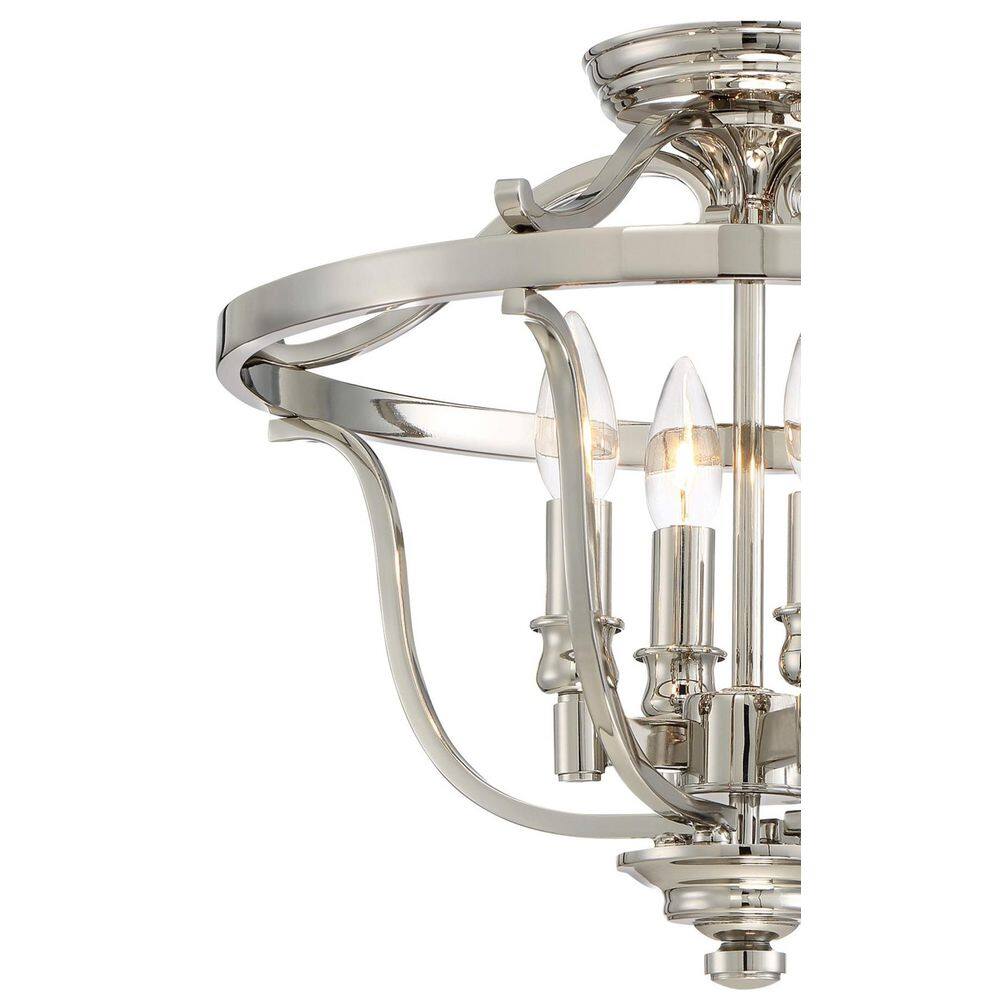 Elegant Polished Nickel 4-Light Semi-Flush Bowl Ceiling Fixture