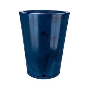 Genebra Medium Blue Marble Effect Plastic Resin Indoor and Outdoor Planter Bowl