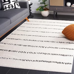 Melody Ivory/Black 7 ft. x 7 ft. Minimalist Striped Square Area Rug