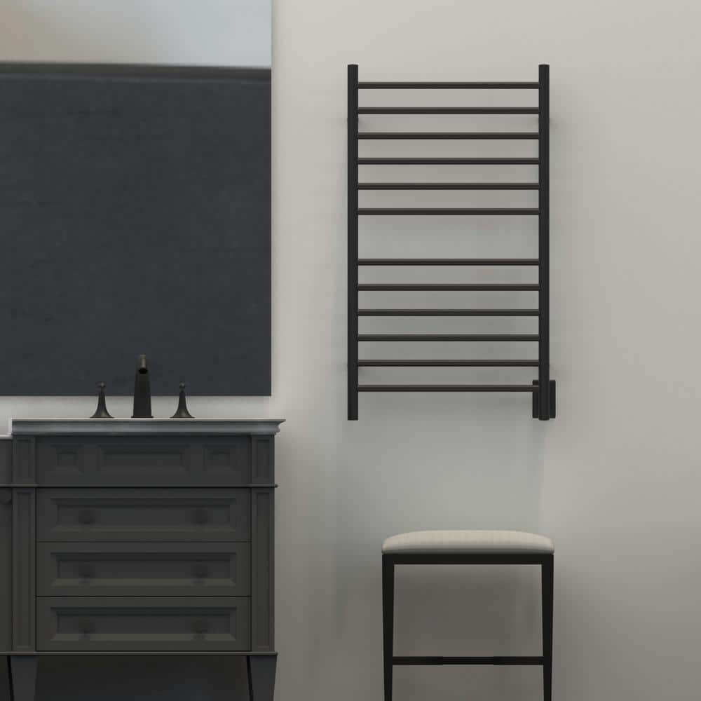 Matte Black Stainless Steel Wall Mounted 12-Bar Towel Warmer