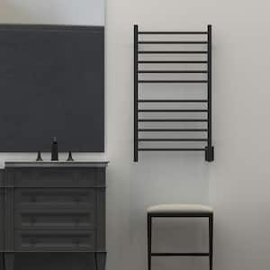 Radiant Large Straight 12-Bar Combo Plug-in and Hardwired Electric Towel Warmer in Matte Black