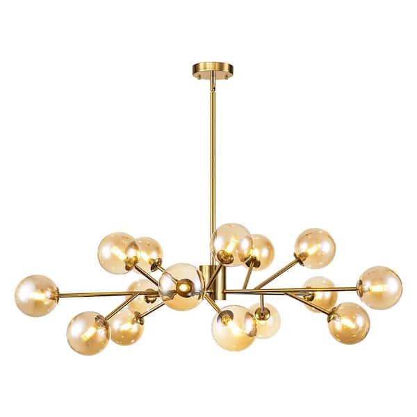 RRTYO Higginsville 15-Light Farmhouse Brass Sputnik Sphere Linear