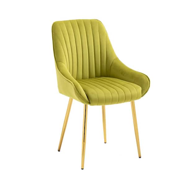 VERYKE Green Velvet Dining Chairs with Arms and Metal Legs