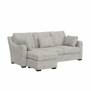 York 86.5 in. Slope Arm Polyester Casual Sectional in Gray