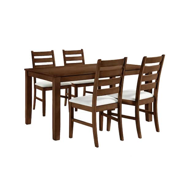 New Classic Furniture Pascal 5-Piece Rectangular Walnut Wood Top Dining Table Set (Seats 4)
