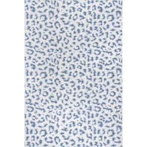 Mason Blue Doormat 2 ft. x 3 ft.  Machine Washable Contemporary Leopard Print Accent Area Rug