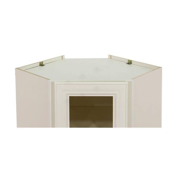 LIFEART CABINETRY Princeton Assembled 24 in. x 36 in. x 12 in. Wall Diagonal Mullion Door Cabinet with 1-Door 2-Shelves in Off-White