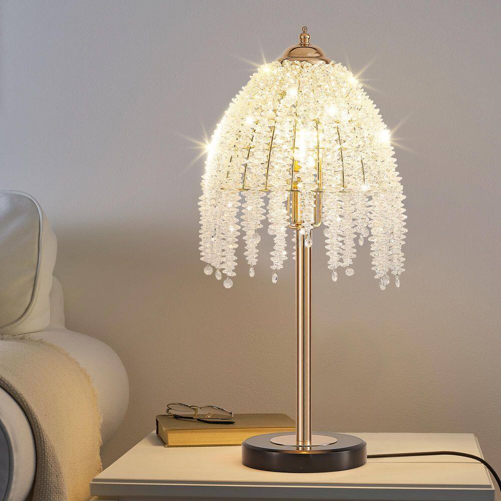 19 in. H Gold-A Table Lamp with Switch and Crystal Bead String for Bedroom, Living Room, Office (No Bulb Included) price history on PriceWatchPro