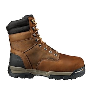 Men's Ground Force Waterproof 8 inch Work Boot - Soft Toe - Brown 8(W)