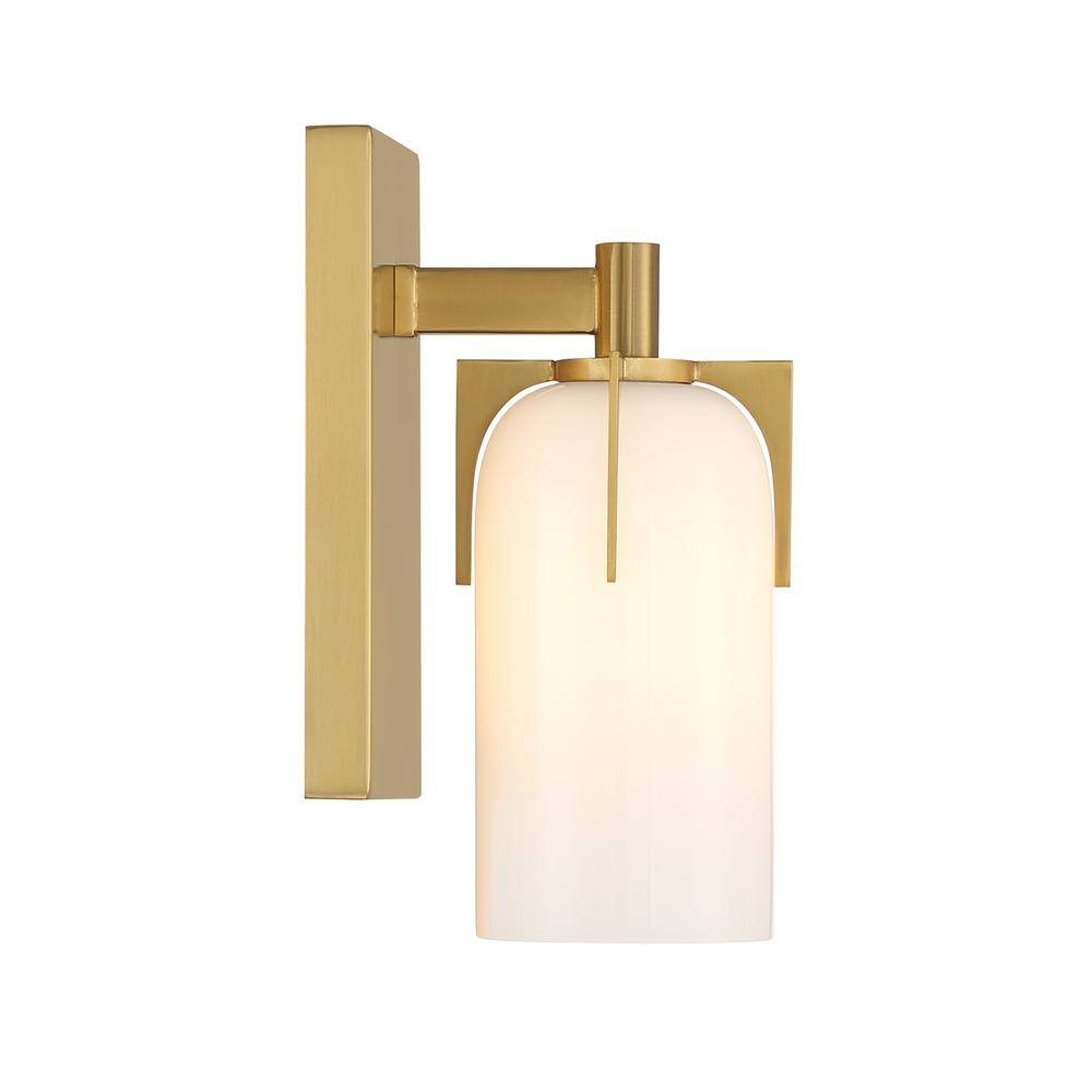 Warm Brass and Opal Glass 1-Light Vanity Sconce