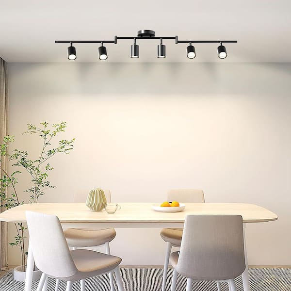 Yichuhaoxi 4-Light LED Track Lighting Kit-Black Ceiling Spotlight