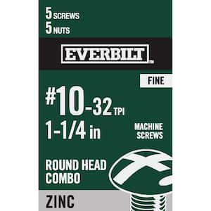 #10-32 x 1-1/4 in. Combo Round Head Zinc Plated Machine Screw (5-Pack)