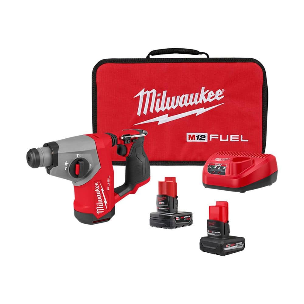 M12 FUEL 12V Lithium-Ion Brushless Cordless 5/8 in. SDS Plus Rotary Hammer Kit with M12 4.0Ah & 5.0Ah Battery price history on PriceWatchPro