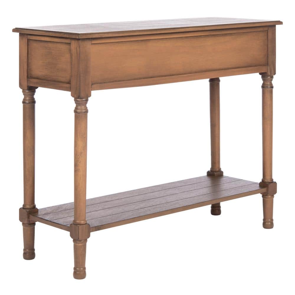 Primrose Warm Brown Wood & Metal Console Table with Storage